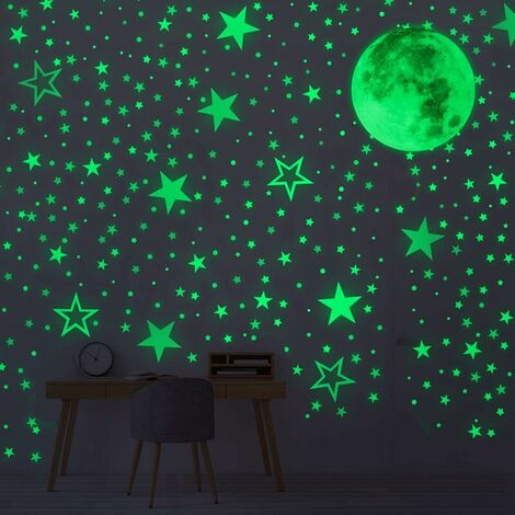 Glow in The Dark Stickers, 519 Pcs Luminous Dots Stars and Moon Sticker, Baby Kids Fluorescent Wall Ceiling Stickers Adhesives Decals Glow Stars Stickers for Window, Bedroom, Living Room Decor (1/5)