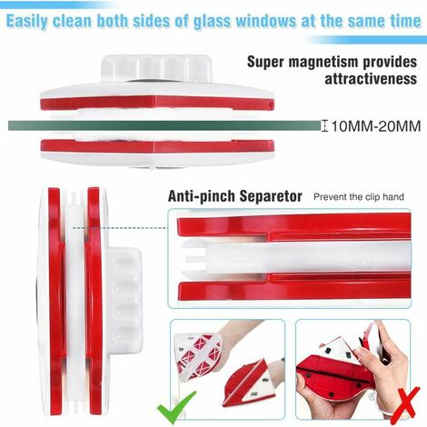Double-sided glass cleaner, magnetic window cleaning brush, double-sided glass cleaner with anti-drop rope, wiper suitable for Windows household glass tools
