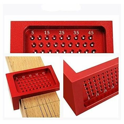 Precision Woodworking Tools, Wood Grinder, Hole Measuring Ruler, Hole Positioning Metric Measuring Ruler, Aluminum Alloy Head Shaped Tool (1/5)