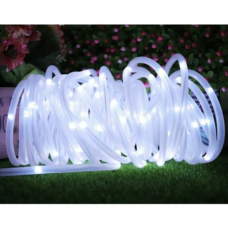 Solar Garden Lights, Outdoor Rope Lights, Waterproof 12m 100 LED 8 Twinkling Modes Fairy Lights, Decorative Lighting String Lights for Home, Gazebo, Patio, Lawn, Wedding Ornament (White) [Energy Class