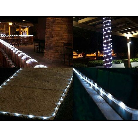 Solar Garden Lights, Outdoor Rope Lights, Waterproof 12m 100 LED 8 Twinkling Modes Fairy Lights, Decorative Lighting String Lights for Home, Gazebo, Patio, Lawn, Wedding Ornament (White) [Energy Class