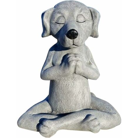 Meditating Dog Statue, Cute Animal Stone Sculpture, Garden Dog Cat Yoga Meditation Figurines, Art Decorative for Yoga Lover Outdoor (1/5)