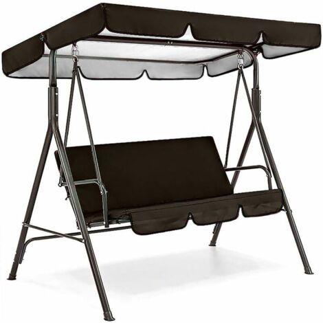 Canvas Swing, 210D Outdoor Swing Waterproof Cover, Replaceable Swing Roof (Top Swing Cover), Suitable for Garden-Black195  125  15cm