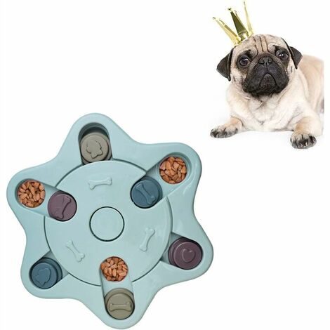 Dog Puzzle, Dog Food Dispenser Toy, Durable Interactive Dog Toy, Puppy IQ Training Toy (Blue)