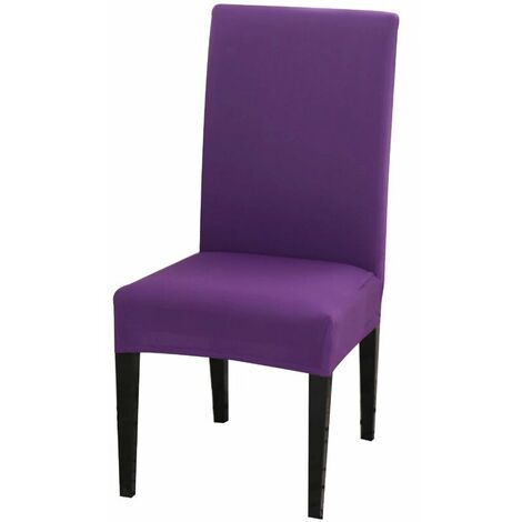 Dining Chair Covers High Back Polyester Spandex Elastic Dining Chair Slipcovers Protector Kitchen Chair Seat Covers, Washable & Removable (Purple, Set of 2)