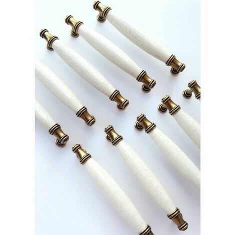 10 x Ceramic Furniture Handle Tube Bar Handle, Cabinet Door Stick Handle, Kitchen Cabinet Door Bar Handle with Screw Hole Distance 128MM (1/5)