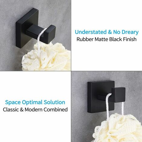 Towel Hook Matte Black, SUS304 Stainless Steel Coat Robe Hook, Hand Towel Holder, Modern Industrial Style Bathroom Wall Hook