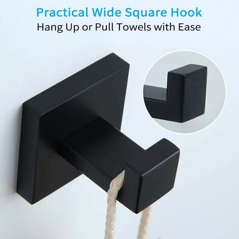 Towel Hook Matte Black, SUS304 Stainless Steel Coat Robe Hook, Hand Towel Holder, Modern Industrial Style Bathroom Wall Hook
