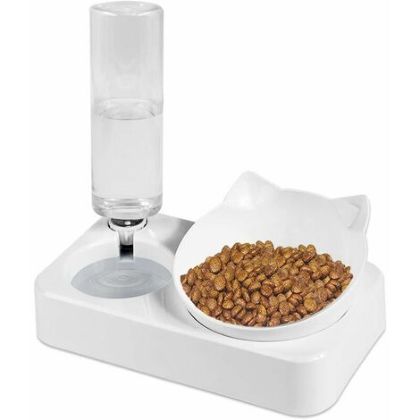 Raised Cat Feeding Bowls, Automatic Feeding Bowl and Water Dispenser for Cat, Dog, 15° Inclined Adjustable Angle Cat Food Bowl Set for Pet, Cats and Small Dogs (1/5)