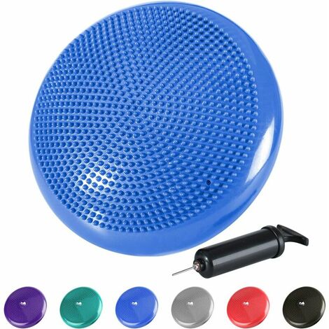 Ball seat cushions with buttons, air cushions, seat with air pump, balance cushion, button cushion, round Φ33cm. Sports (blue)