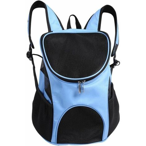Dog Cat Carrier Backpack, Hands co.ukee Adjustable Ventilation Double Shoulder Bag for Carrying Dog Cat Kitten Rabbit Walking Hiking Traveling (Light Blue) (1/5)