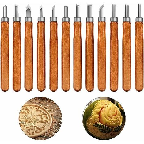 12 Pcs Wood Carving Hand Chisel Tool Set, Wood Professional Carving Kit ...