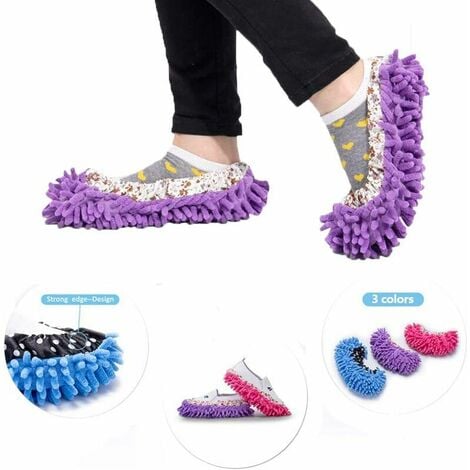 Mop slippers, mop shoes, 3 pairs of multifunctional microfiber dust removal mop shoes, household cleaning slippers, 6 pieces