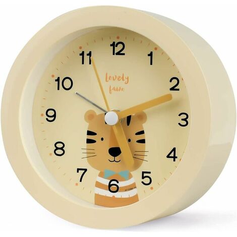 Silent Alarm Clocks Bedside Children's Alarm Clock Cute Cartoon Alarm Clock with Nightlight for Bedroom, Living Room, Study Room, Travel Alarm Clock Battery Powered Diameter 9.5cm (1/5)