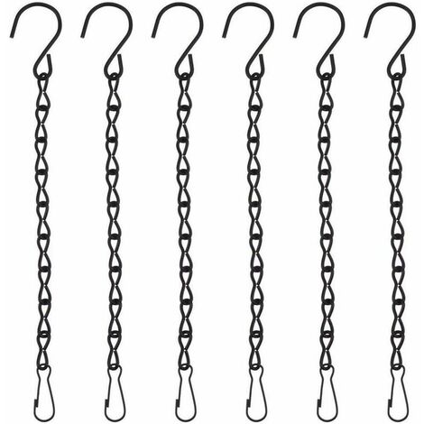 6pcs Hanging Chain, Metal Hanging Chain Plant Basket Flowerpot, Indoor Or Outdoor Plant Holder Hanging Plant Macrame Hanger Garden Decoration (Black) (1/4)