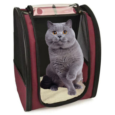 Expandable Cat Puppy Carrier Bag Dog Backpack Small Breathable Mesh, Spacious, Foldable, for Train/Car/Restaurant/Plane Travel (1/4)