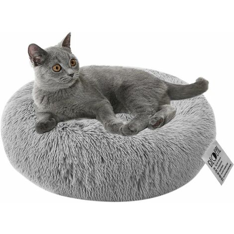 Cat Bed Dog Bed Round Soft Pet Bed Donut Dog Bed Nest Deep Sleep Pet Thick Mattress Dog Bed Suitable for Cat Puppies Kitten Small Pets - Light gray 50cm