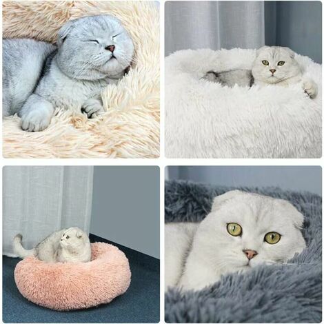Cat Bed Dog Bed Round Soft Pet Bed Donut Dog Bed Nest Deep Sleep Pet Thick Mattress Dog Bed Suitable for Cat Puppies Kitten Small Pets - Light gray 50cm