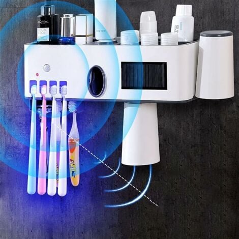 Toothbrush Holder Toothbrush Sanitizer Wall Mounted Toothbrush Holder with Sterilizer Function Electric Toothbrush Organizer for Bathroom Color: WHITE