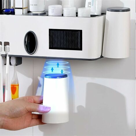 Toothbrush Holder Toothbrush Sanitizer Wall Mounted Toothbrush Holder with Sterilizer Function Electric Toothbrush Organizer for Bathroom Color: WHITE