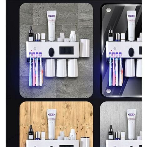 Toothbrush Holder Toothbrush Sanitizer Wall Mounted Toothbrush Holder with Sterilizer Function Electric Toothbrush Organizer for Bathroom Color: WHITE