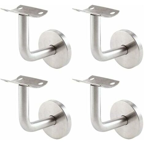 Handrail Brackets for Wall Brackets Stainless Steel Stair Rail Brackets Wall Brackets Handrail Brackets for Stair Railing Handrail Brackets Silver 4 Pieces