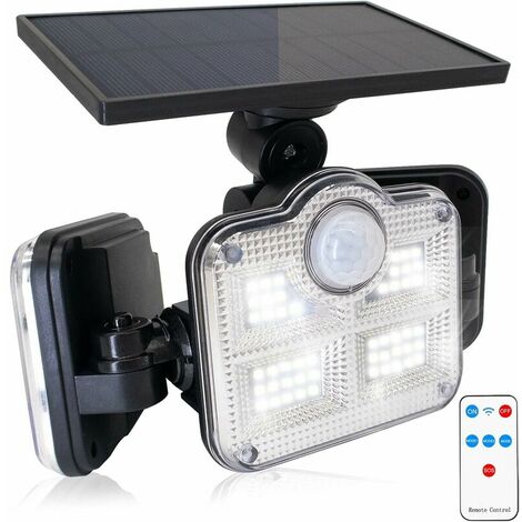 Solar Lights Outdoor Wall Lights Motion Sensor Solar Powered  3 Heads 122 LEDs IP65 Waterproof   Flood Security Lighting for Yard Intergrated (1/5)