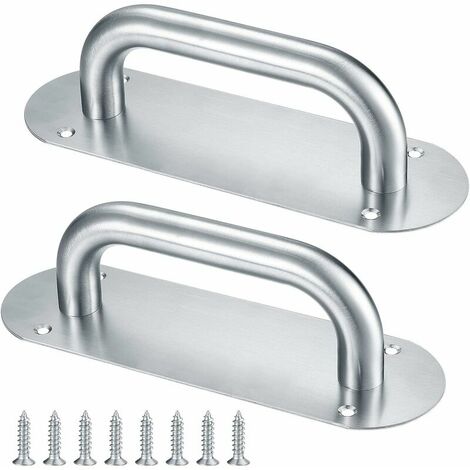 2 sliding door handles, sliding door handle with stainless steel plate, pull door handles, door handle, cabinet handles, sliding door handle, barn door handle, door handle plate wooden cabinet - 200 (1/5)