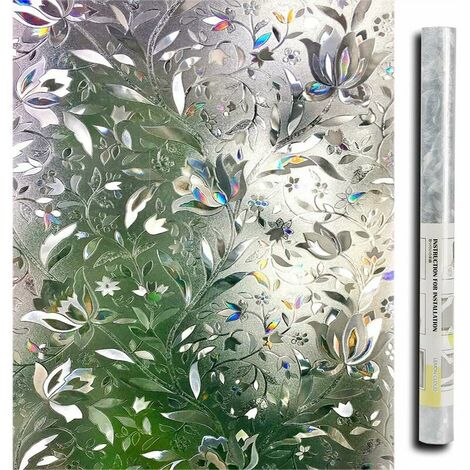 3D Window Film Electrostatic Privacy Protector Decorative UV Anti-Glare Window Film with Tulip Flower Pattern for Glass and Glazing [Energy Class A +++] 45 cm × 200 cm