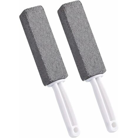 Pumice Stone Cleaning Brush, 2-Piece Pumice Stone Toilet Brush with Hanging Toilet Brush Handle, for Kitchen / Grill / Toilet / Pool