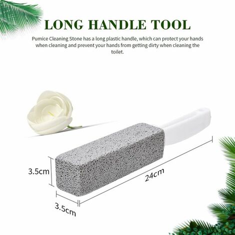 Pumice Stone Cleaning Brush, 2-Piece Pumice Stone Toilet Brush with Hanging Toilet Brush Handle, for Kitchen / Grill / Toilet / Pool