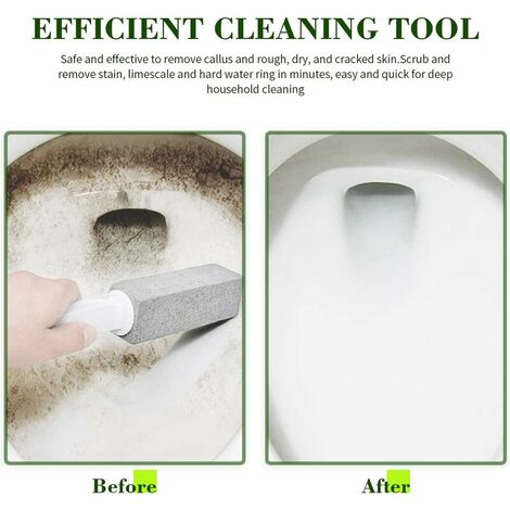 Pumice Stone Cleaning Brush, 2-Piece Pumice Stone Toilet Brush with Hanging Toilet Brush Handle, for Kitchen / Grill / Toilet / Pool