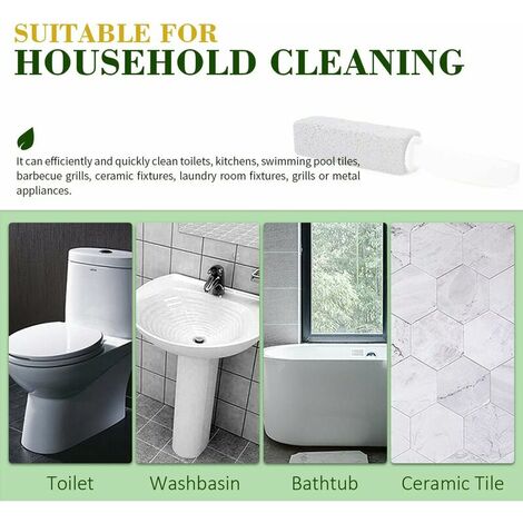 Pumice Stone Cleaning Brush, 2-Piece Pumice Stone Toilet Brush with Hanging Toilet Brush Handle, for Kitchen / Grill / Toilet / Pool