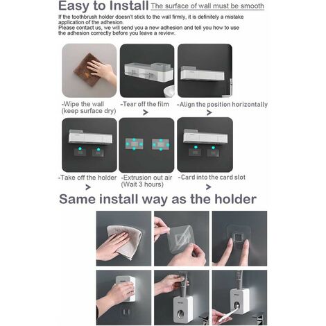 Squeezer Automatic Toothpaste Dispenser and Toothbrush Holder, Space-Saving Toothbrush Wall Organizer with Dust Cover, 2 Magnetic Cups