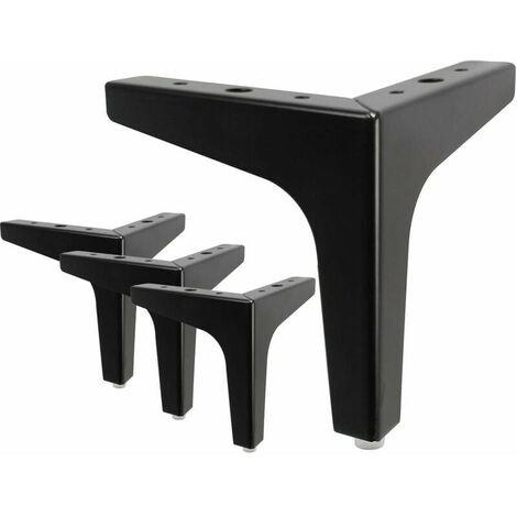 4 Piece Bed Legs, Metal Table Legs With Screws & Floor Protector For DIY Furniture Sofa Armchair Sofa Chair 4 Inch Black