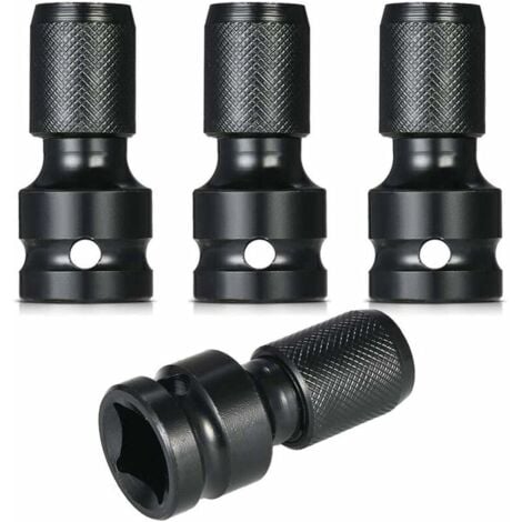 4 Piece Hex Shaft Adapter 1/2 Square Drive to 1/4 Hex Shaft Socket ...