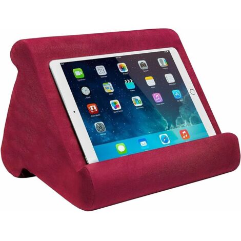 Pillow Pad Multi-Angle Soft Tablet Stand, Burgundy (1/5)