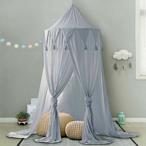 Kids Bed Canopy Canopy Baby Playroom Taking Pictures Around 240cm Height Chiffon Hanging Chiffon for Bedroom Decoration for Bed and Bedroom (Gray)