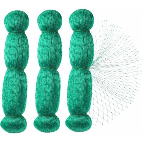 Bird Net, 3pcs 2  10m Green Garden Bird Plant Net Protective Net, Protect Plants, Fruits, Flowers and Vegetables, 15mm Mesh