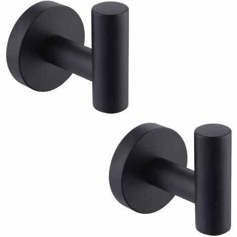 Wall Hook Bathroom Towel Rack Hooks Coat Rack Matte Black Stainless Steel SUS304 Coat Rack Holder Towel Rack Storage 2 Pieces