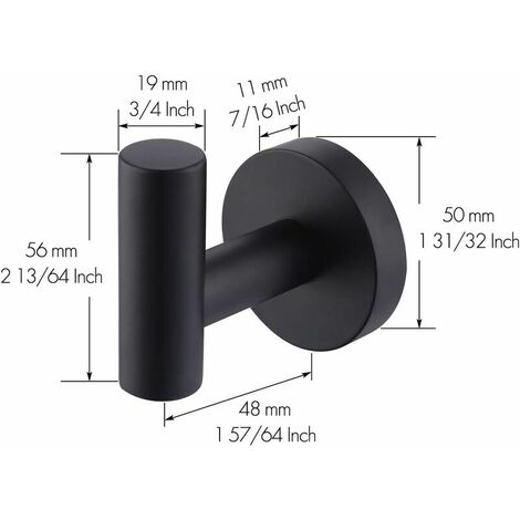 Wall Hook Bathroom Towel Rack Hooks Coat Rack Matte Black Stainless Steel SUS304 Coat Rack Holder Towel Rack Storage 2 Pieces