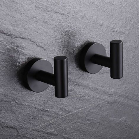 Wall Hook Bathroom Towel Rack Hooks Coat Rack Matte Black Stainless Steel SUS304 Coat Rack Holder Towel Rack Storage 2 Pieces