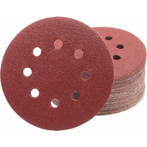 Professional abrasive discs │ 50 pieces │ 8 holes │ 125 mm │ grain 100 │ for random orbit sanders │ Sanding sheets │ Sandpaper │ Sanding pads (1/5)