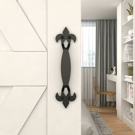 Fashion Sliding Door Handle Set European Style Modern Cabinet Closet Barn Door Pull Hnadle, Black (1/5)