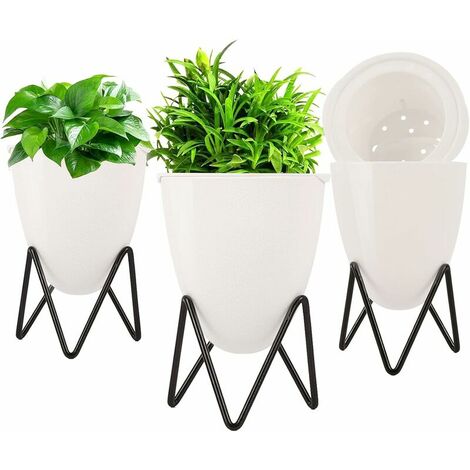 3 pcs Flower Pots, Flower Pots with Stands, Plant Holders Plant Pots, Plants Plant Pot for Indoor, Outdoor, Balcony, Garden (Small) (1/5)