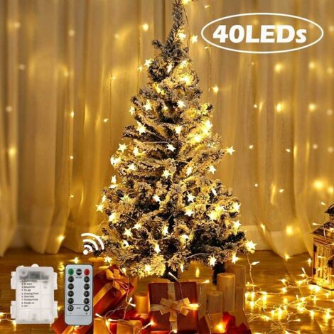 Star String Lights, 8 Modes with Remote Control, Waterproof IP65 Battery Operated String Lights for Indoor Outdoor Garden Christmas Party Decoration (Warm White) - 5M 40 LED (1/5)