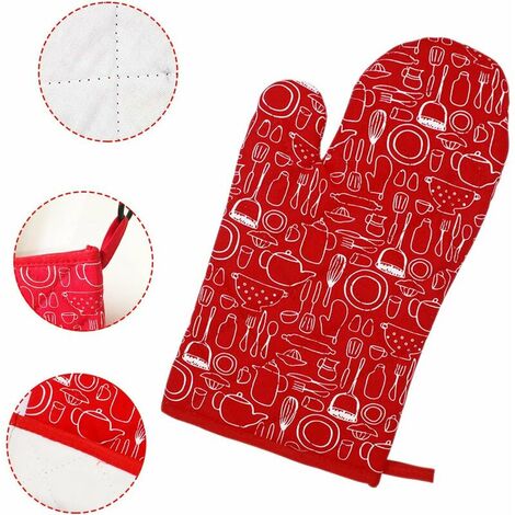 1 Oven Gloves + 2 Potholders, Large Kitchen Gloves, Microwave Oven Gloves, Cotton Lining Glove, Oven Mitts, Barbecue Glove, Cooking, Grilling, Cooking, Pastry (Black)