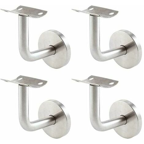 Handrail Brackets for Wall Mounting Stainless Steel Stair Rail Brackets Wall Brackets Handrail Brackets for Staircase Banister Railing Wall Bracket Silver 4 Pieces