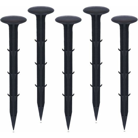Plastic Garden Fixing Stakes, for Garden for Securing Anti Weed Fabrics UV Protection (50 Pieces, Black) (1/5)