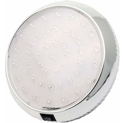 RV Interior Light 12V LED Ceiling Dome Roof Light ON/OFF Switch for Camper Van Caravan Motorhome Boat Cold White, Chrome Surface